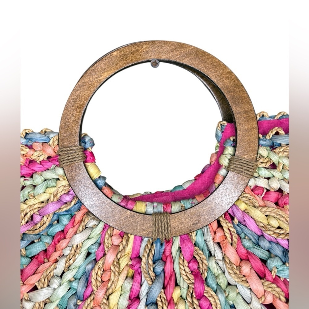 Cappelli Straworld Straw Wood Handle Multicolor
Rainbow Bag Purse Tote - Picture 5 of 9